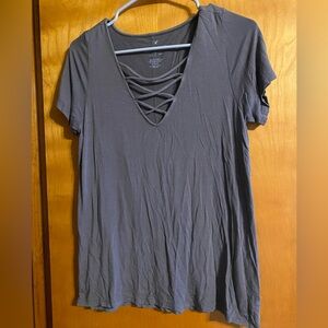 Gray AE crisscross top size M